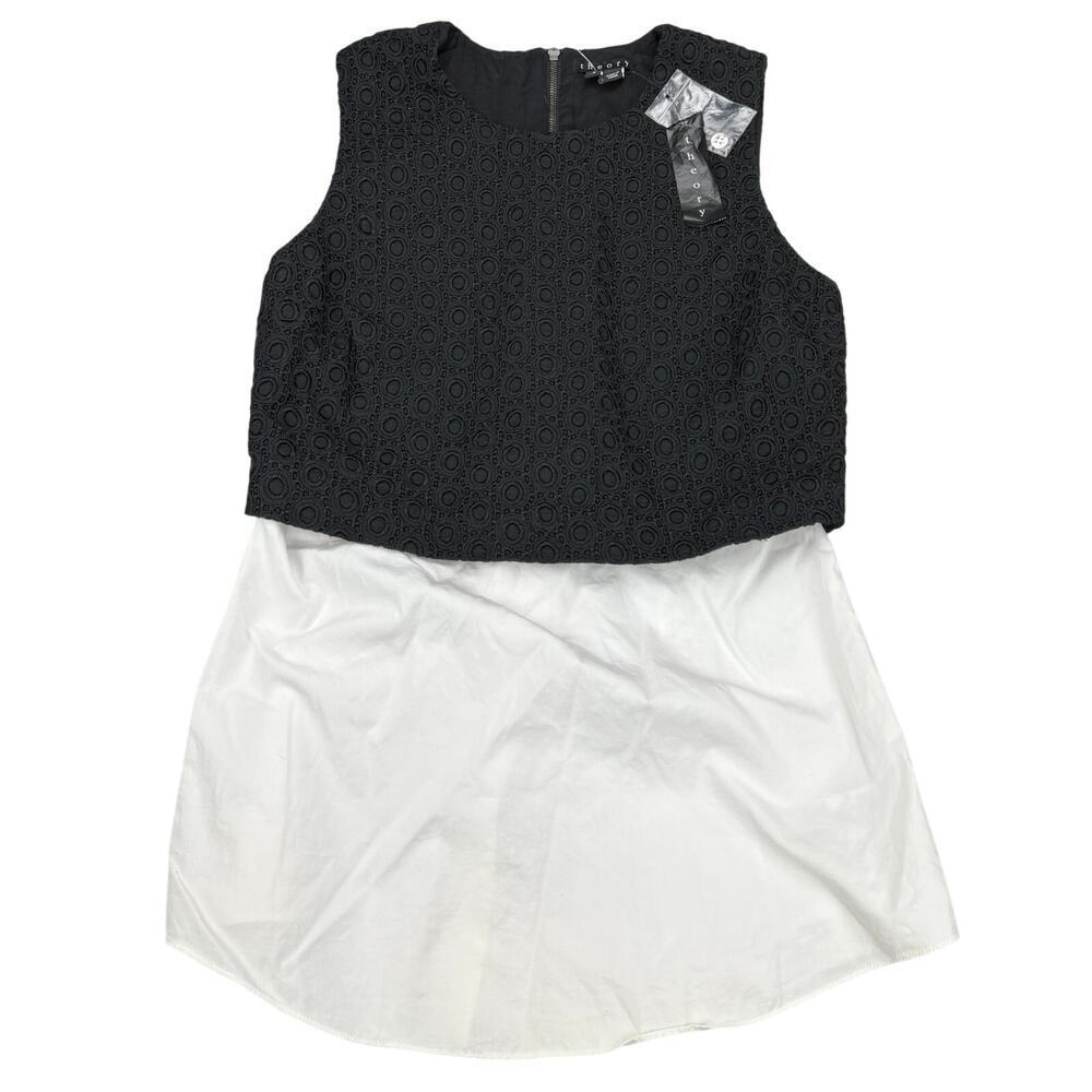 NWT THEORY Yuranda Black Eyelet Tank w/ Convertible Snap Shirt Tail Hem Sz XS - Picture 3 of 7